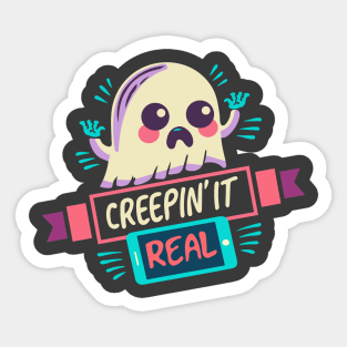 Creeping it real ghost halloween shirt Sticker